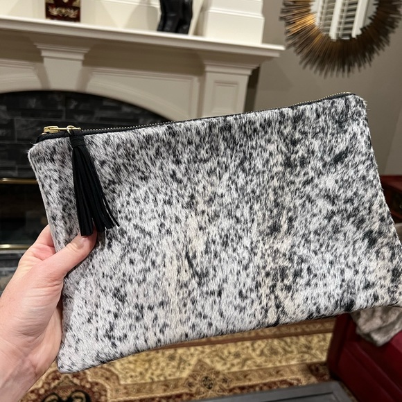 Handbags - Emma Kelly & Me x Parker & Hyde Black and White Cowhide Clutch